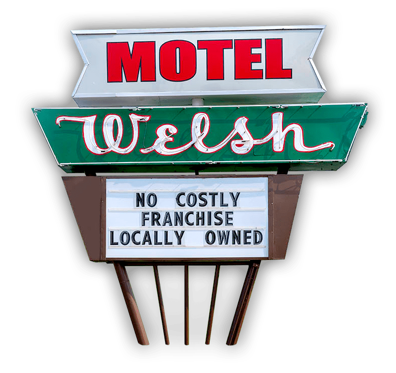 Cutout of vintage motel street sign